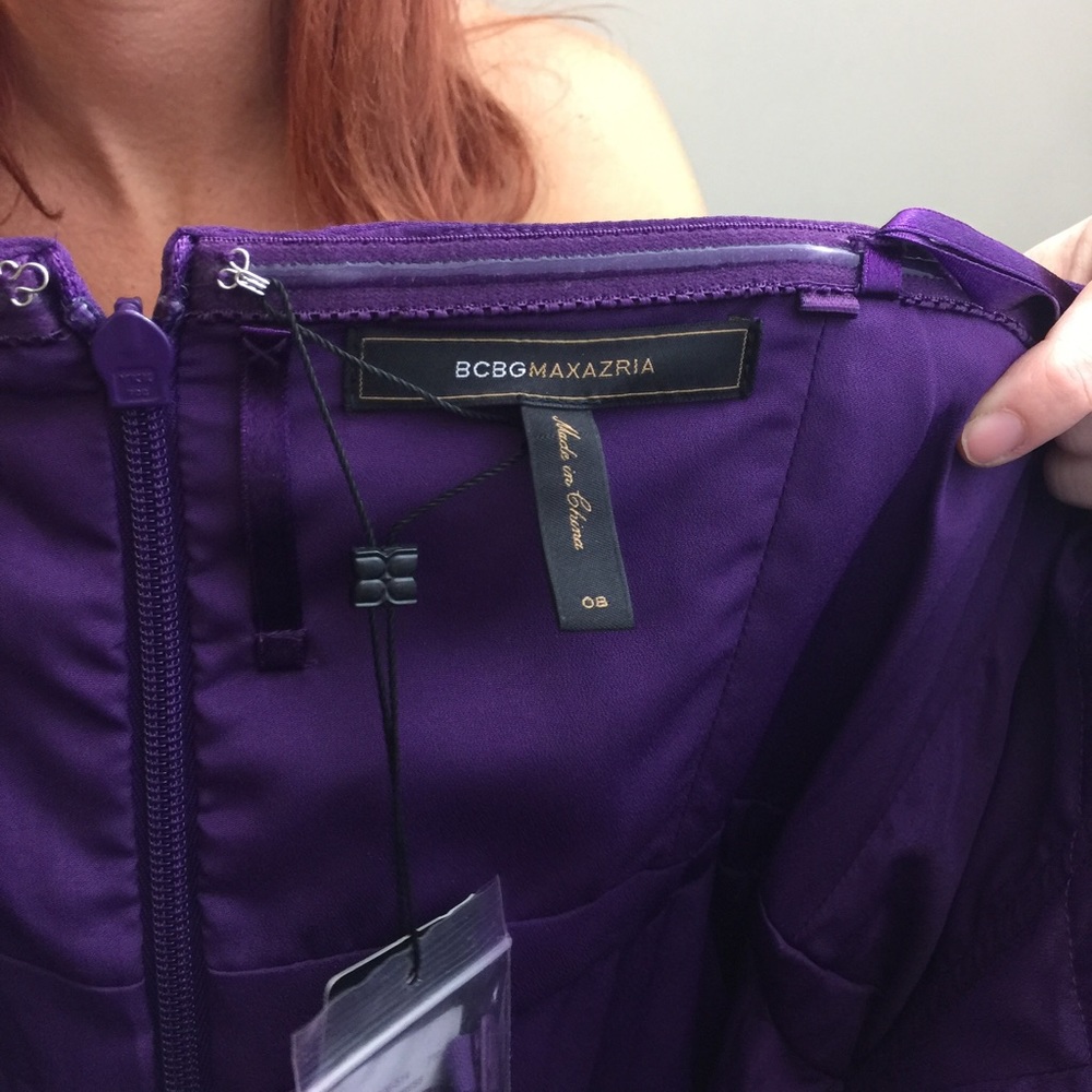 BCBGMAXAZRIA Purple Strapless A-Line Skater Dress - Picture 5 of 8